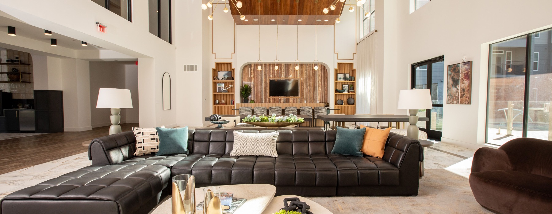 luxury clubhouse with large sofas