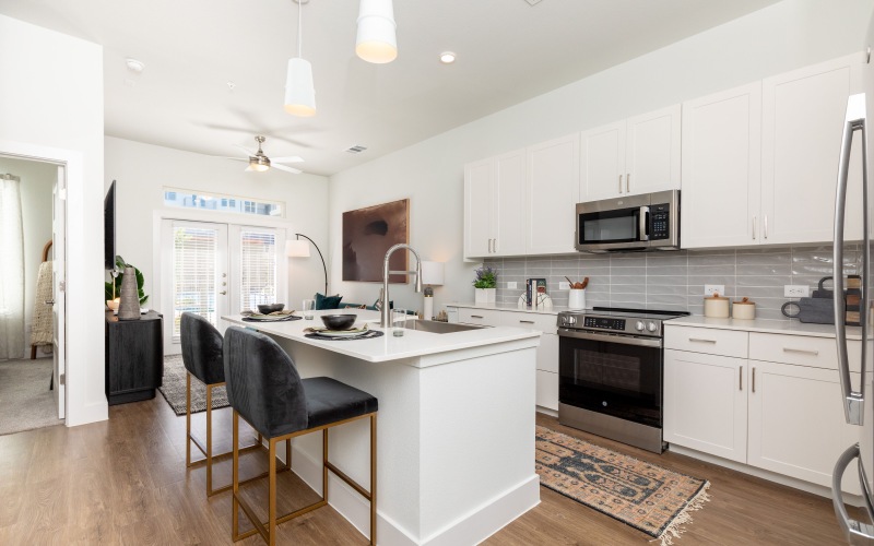 luxury kitchen with designer backsplash